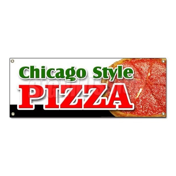 CHICAGO STYLE PIZZA BANNER SIGN by the slice take out carry deep dish